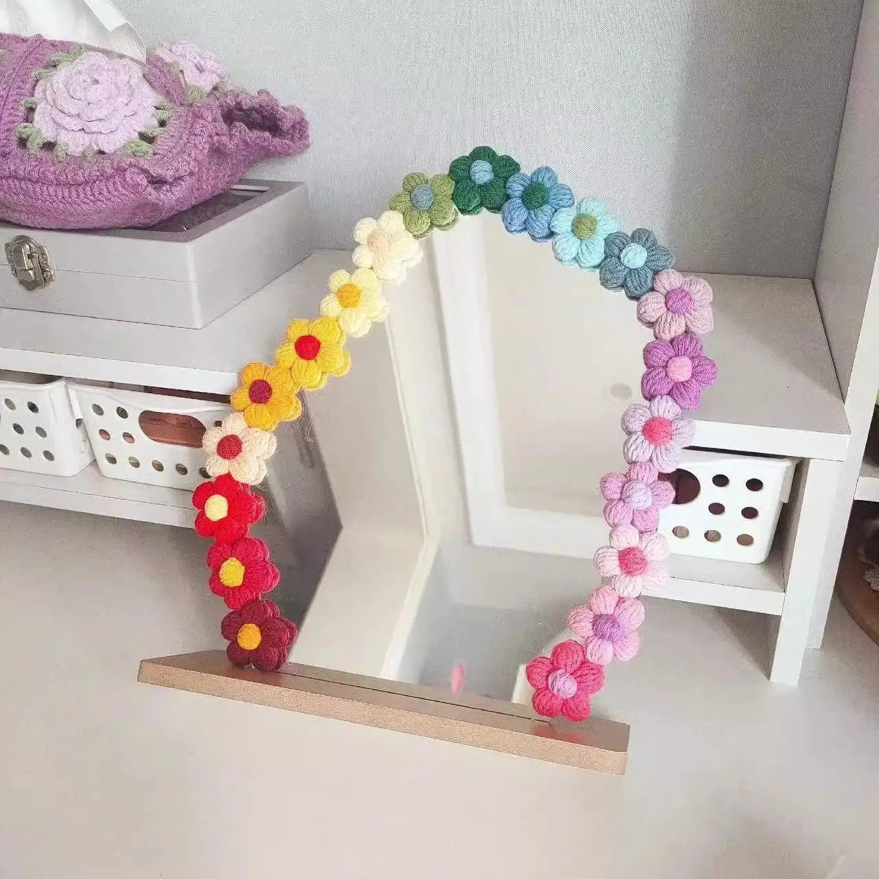 DIY Mirror Modification Material Edging Full Body Mirror Foam Flower Colored Handmade Floor Mirror Frame Decoration Cute Flower Peaceful Pleasures Health and Wellness