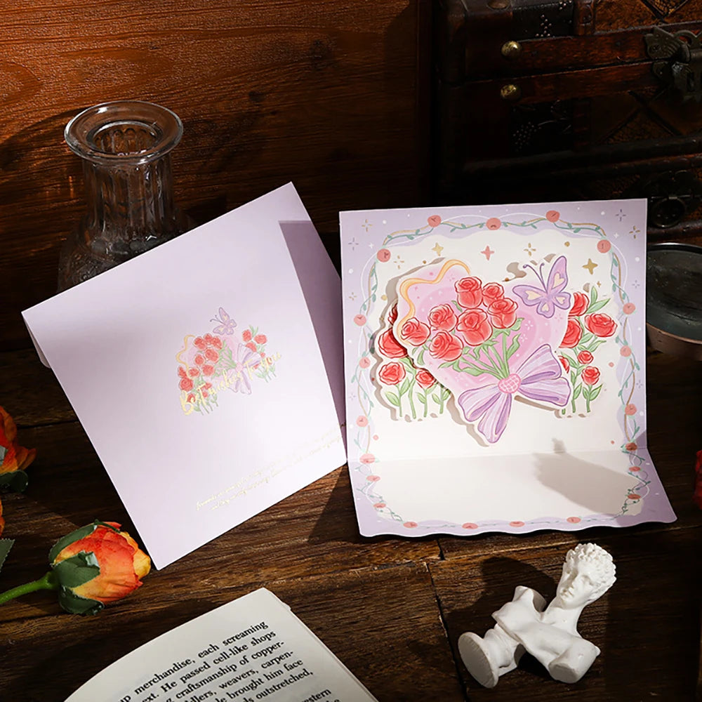 Stamping Rose Three-dimensional Greeting Card Individually Packaged