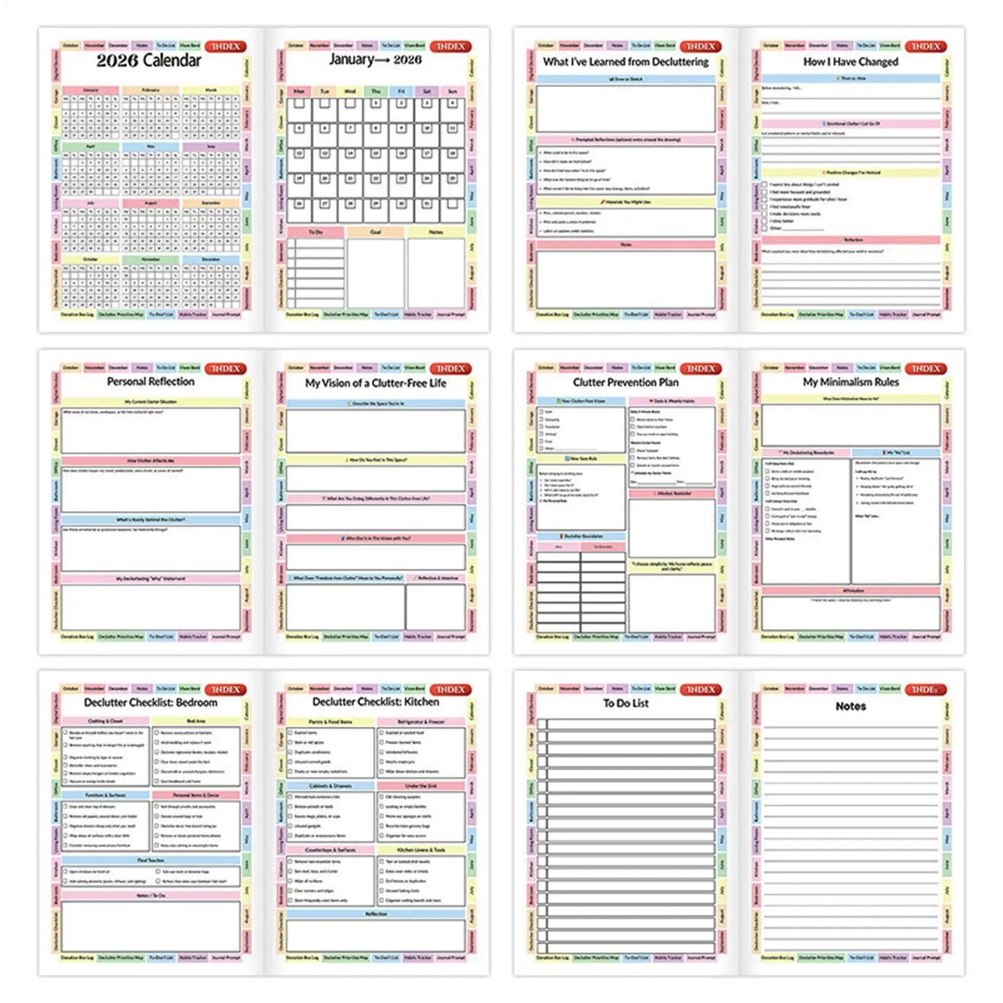 2026 Declutter Planner Workbook Coloring Schedule Organizer Goal Planner Monthy Planner For Daily Task Management Notebook Peaceful Pleasures Health and Wellness