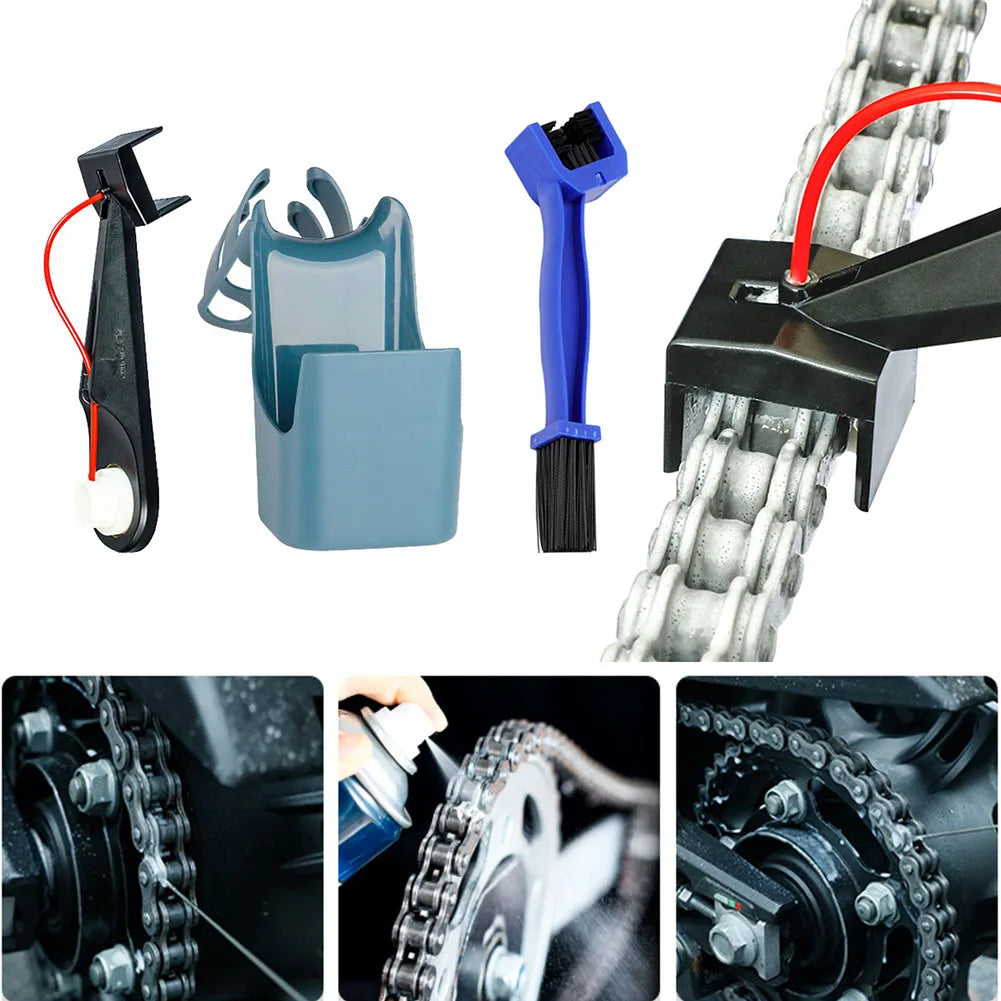 Motorcycle Chain Oiler & Cleaning Tool | Splash-Proof Applicator