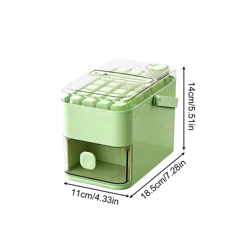 56-Cavity Double Layer Ice Tray Reusable with Press Lid and Storage Box for Whiskey Cocktails Coffee, RV Camping Picnics Peaceful Pleasures Health and Wellness Green