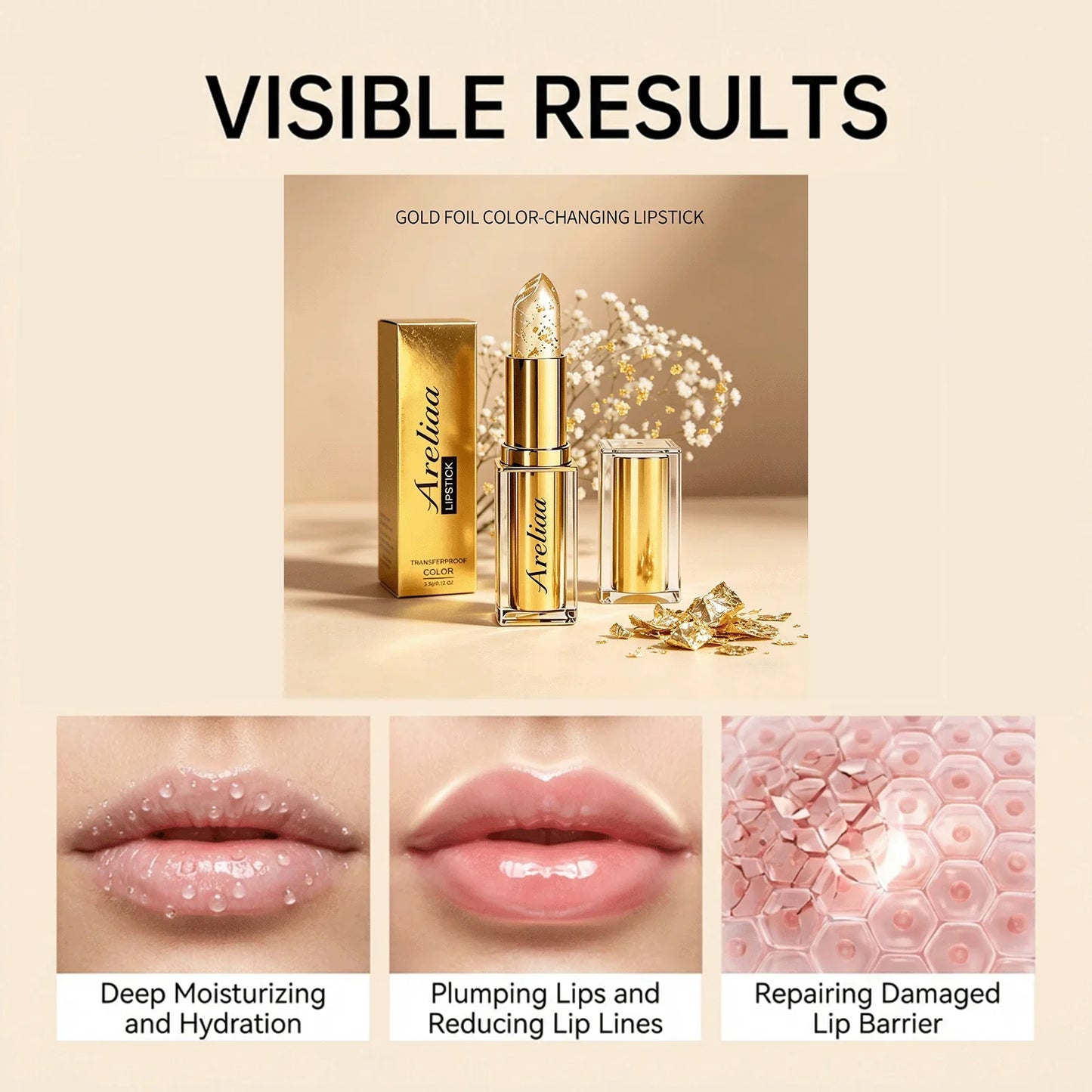 Gold Foil pH Color Changing Lip Balm & Moisturizing Lip Gloss
