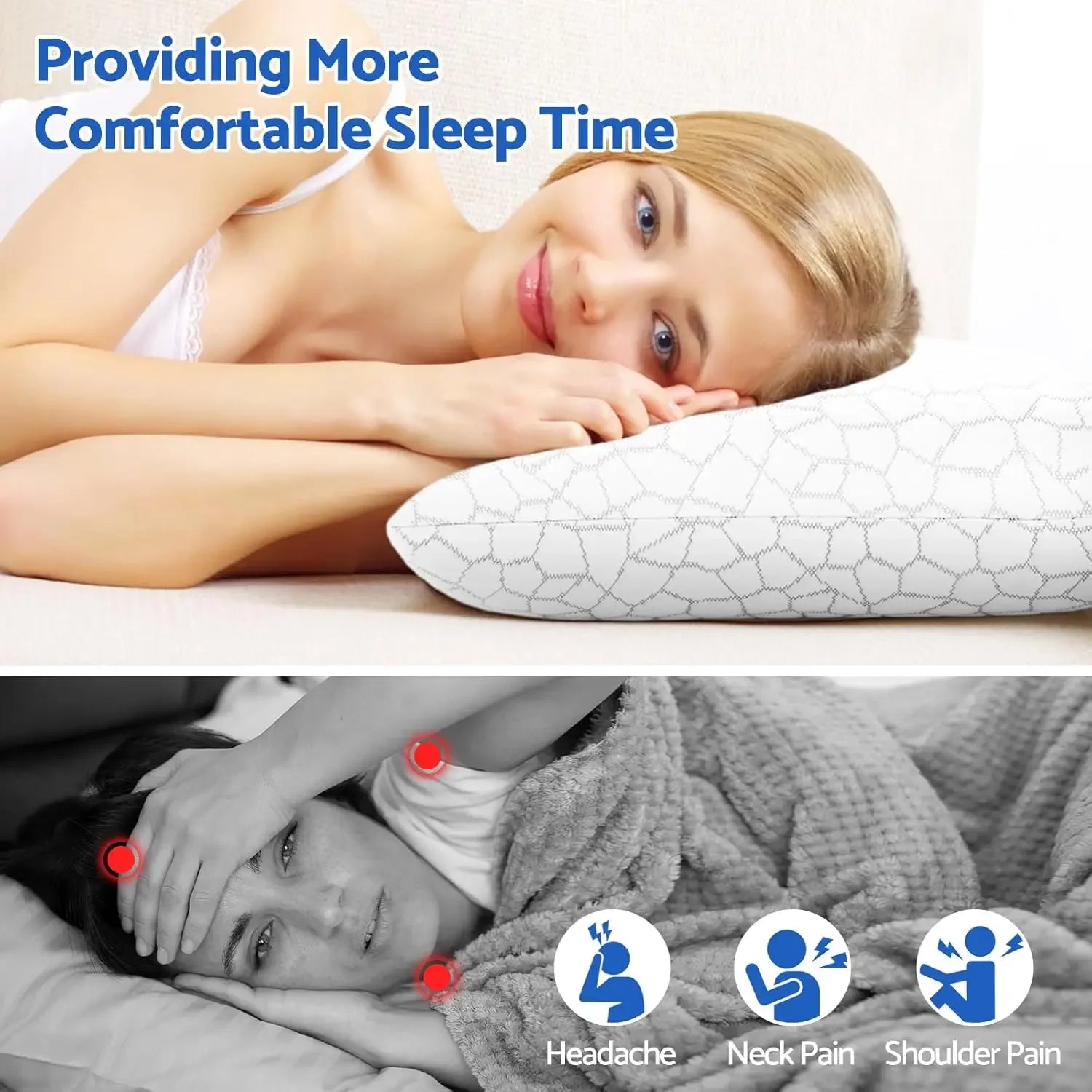 Memory Foam Pillow with Removable Washable Cover, Supports All Sleep Positions, Standard Size (1 Pack) Peaceful Pleasures Health and Wellness
