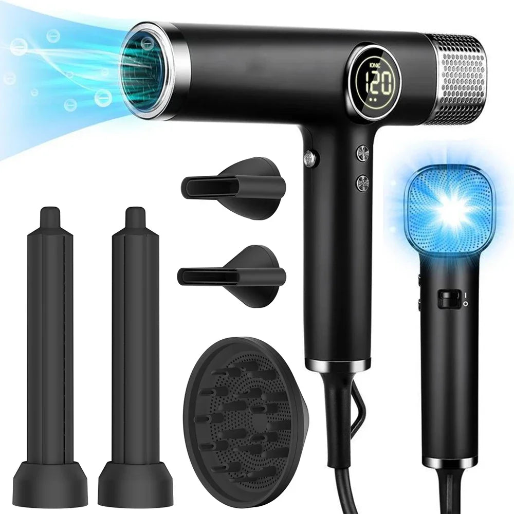 110000RPM Professional Hair Dryer Brushless Negative Ions Blow Dryer 1800W Powerful Lownoise 5 in 1 Salon Hair Airwrap Styler Peaceful Pleasures Health and Wellness Black 5 in 1 AU