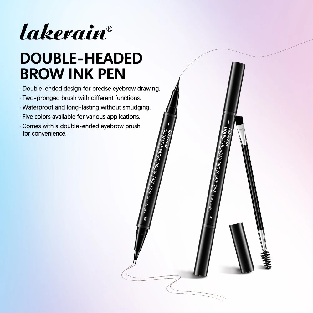 5 Colors Double-headed Brow Ink Eyebrow Pen 2 Fork Eyebrow Pencil Waterproof Liquid Eyebrow Pencil Long Lasting Women Cosmetics Peaceful Pleasures Health and Wellness