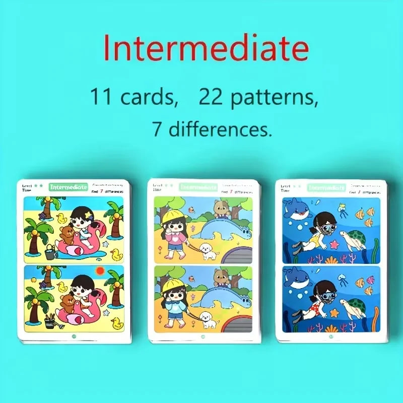 Kids Find Differences Puzzle Cards Reusable Erasable Drawing Game