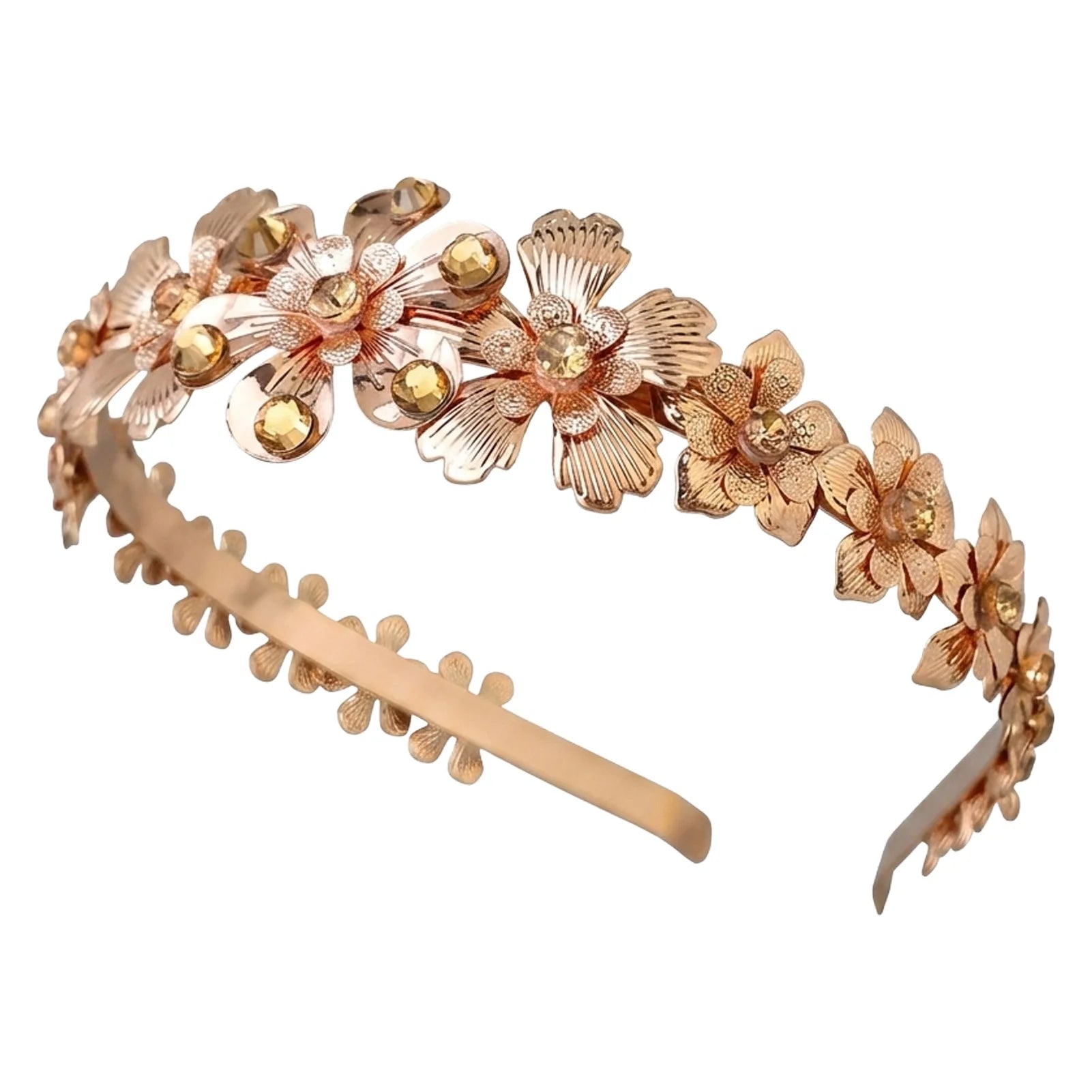 Bridal Flower Hair Band Metal-Leaf Headpiece Elegant Wedding Headband For Bride And Bridesmaid Peaceful Pleasures Health and Wellness A