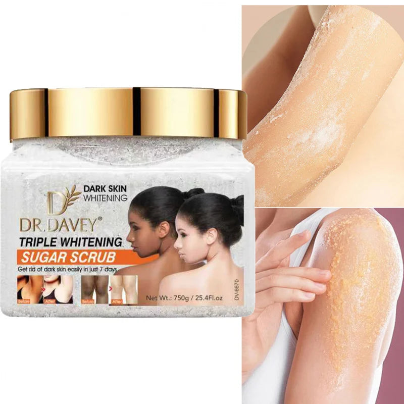 DR. DAVEY TRIPLE WHITENING Sugar Scrub Large Capacity Family Pack Body Scrub Gentle Deep Cleansing Skin Peaceful Pleasures Health and Wellness