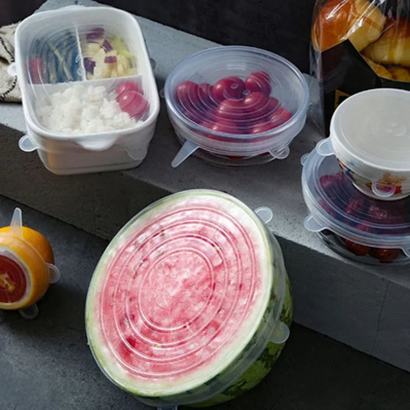 Food Cover For Kitchen Accessory Reusable Sealed Lid Package Silicone Adjustable Elastic Silicone Caps Fresh-keeping Home Garden Peaceful Pleasures Health and Wellness