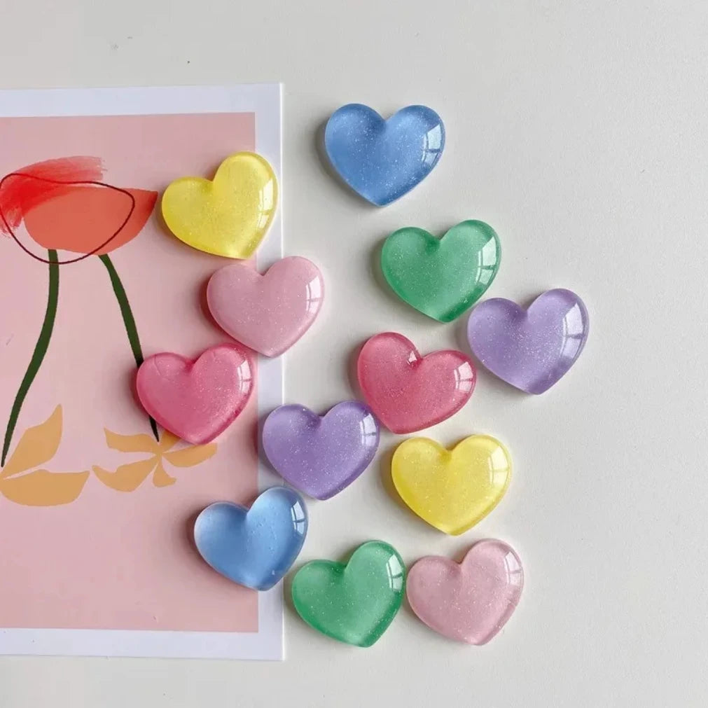 6-Pack Glitter Heart Fridge Magnets | Colorful Home Decor