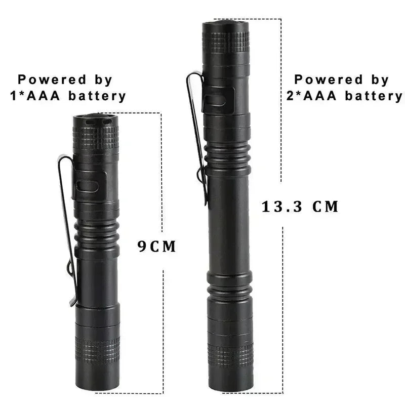 Mini LED Pen Flashlight 300LM | Pocket Torch with Clip, AAA