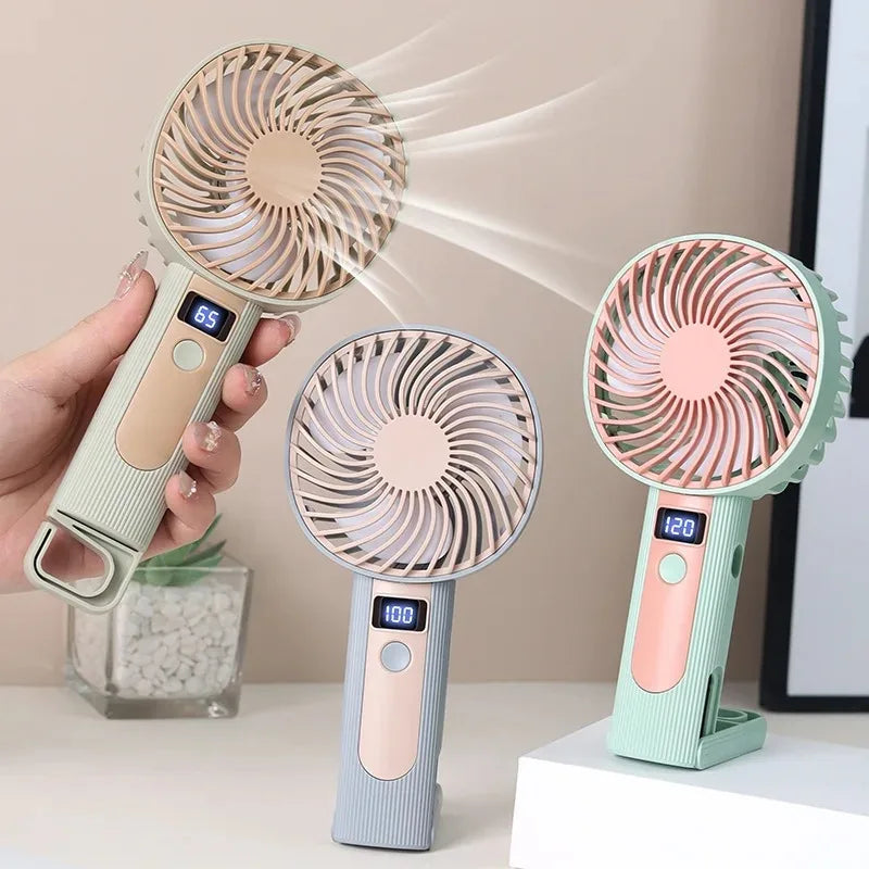 120-Speed Portable Handheld Fan | USB Rechargeable & Digital Display