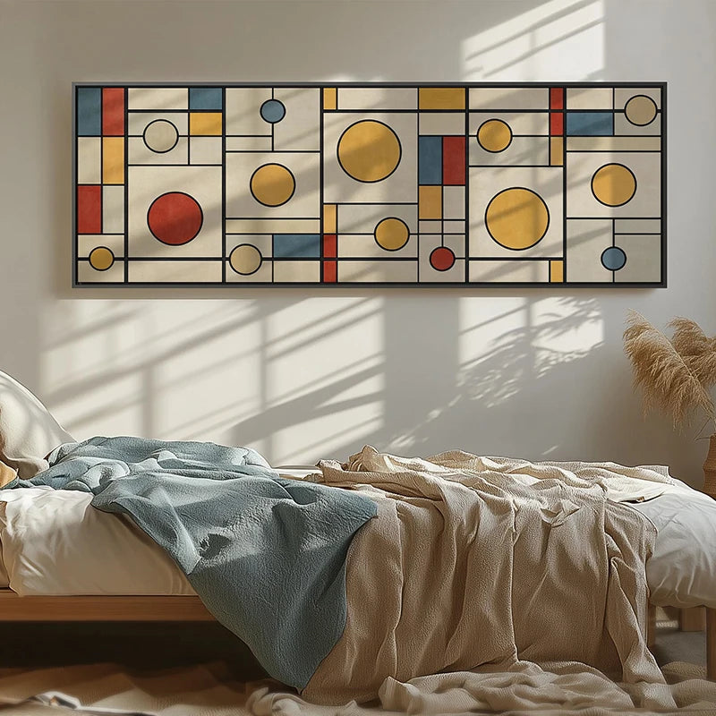Horizontal Geometric Abstract Canvas Print | Bauhaus Wall Art Canvas Art Print Peaceful Pleasures Health and Wellness