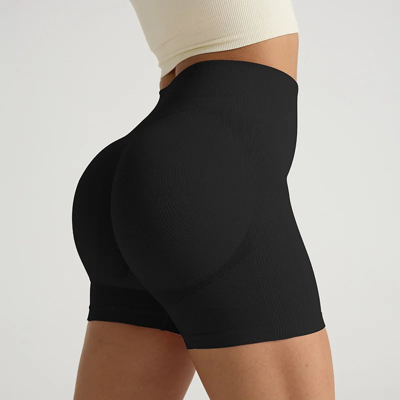 Women's high-waisted fitness shorts, suitable for yoga, running, cycling, gym workouts, sportswear, and women's athletic pants. Peaceful Pleasures Health and Wellness M 45-55kg black