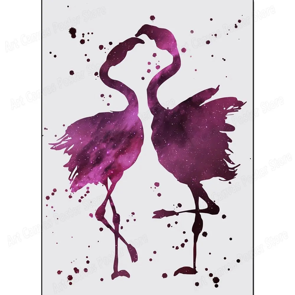 Abstract Animal Canvas Wall Art Print – Bird Elk Mermaid Butterfly