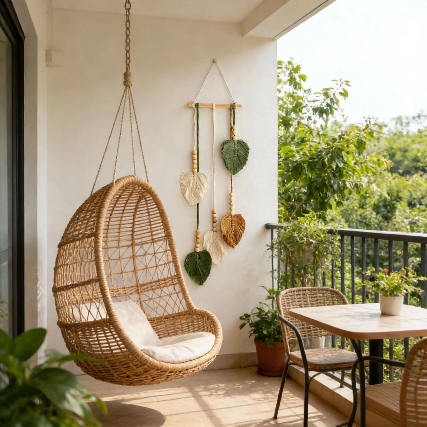 Handmade Macramé Woven Leaf Wall Hanging | Boho Tapestry Decor Macramé Wall Hanging Peaceful Pleasures Health and Wellness