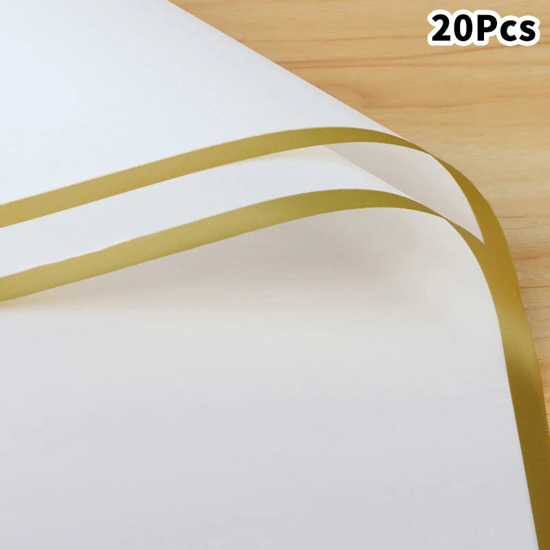 20-Pack Colorful Flower Wrappers Gold Edge | Waterproof Bouquet Wrap