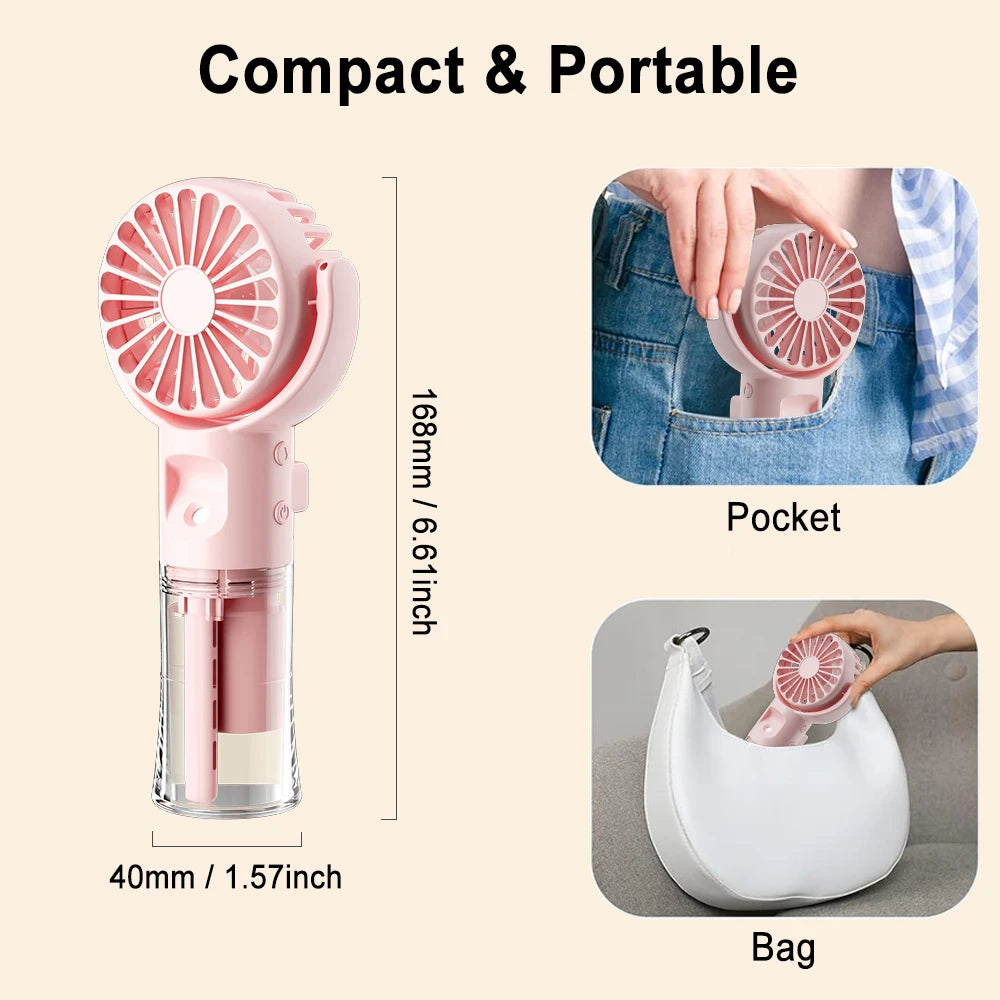 Water Mist Fan Portable Handheld Water Spray Fan Humidifier Fan Rechargeable 4 Wind Speed Outdoor Travel Personal Hand Spray Fan Peaceful Pleasures Health and Wellness