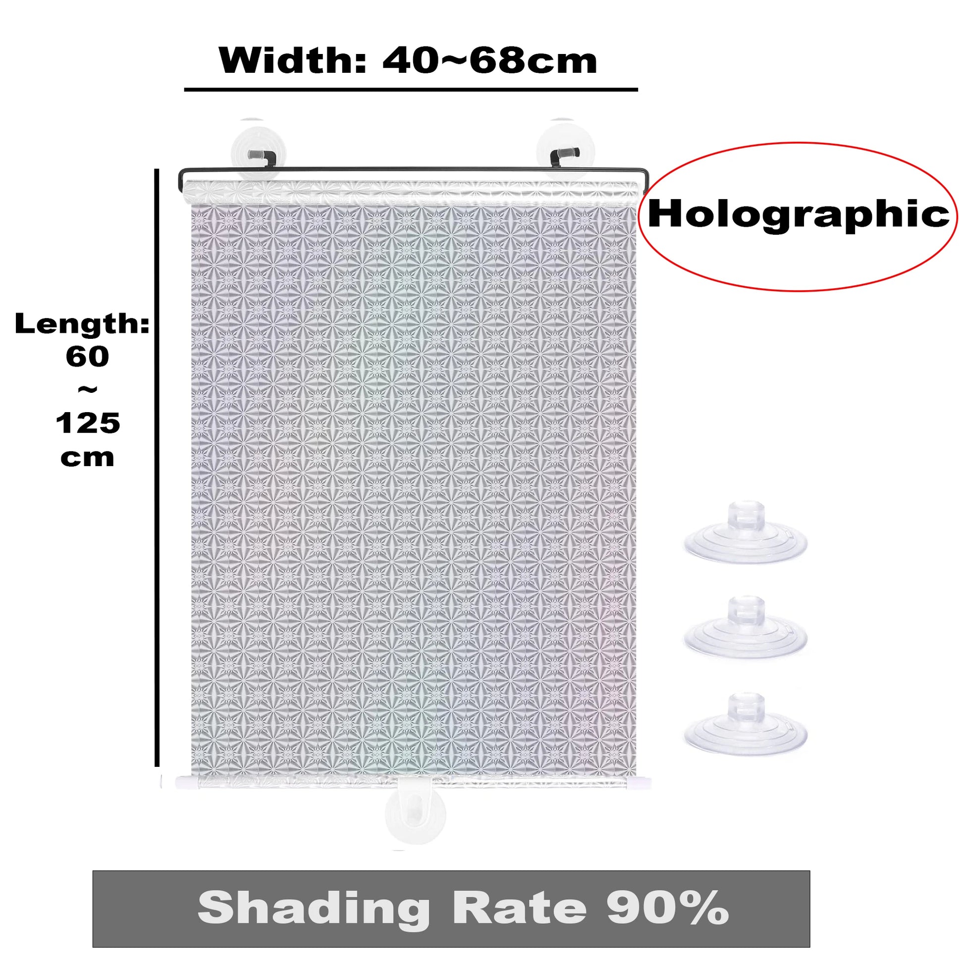 Blackout Roller Blinds Home Windows Sunshade Nail-Free Curtain Car Bedroom Kitchen Office Window Cover Blind Curtains Privacy Peaceful Pleasures Health and Wellness Holographic 45cm W x 125cm L