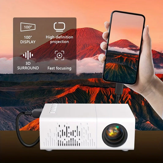 Portable Home Mini Projector, High-definition Mini Projector, Wired Screen Sharing, Equipped with Portable Remote Control Peaceful Pleasures Health and Wellness
