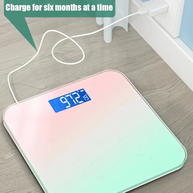 Gradient Color Intelligent LCD Electronic Scale Digital Display Glass Weight Scale Balance Body Electronic Scale For Weight Meas Peaceful Pleasures Health and Wellness