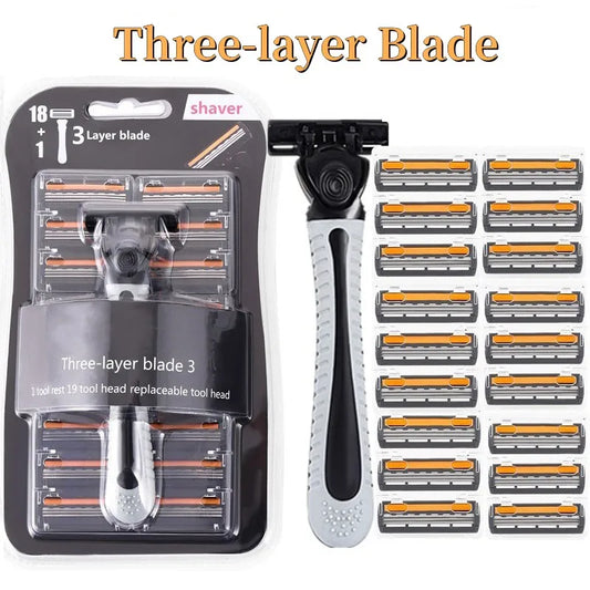 Shaver Brand New Design Men Razor Shaving Three Layer Shaver Reusable Razor Imported Blade Multi Tool Head Replace Peaceful Pleasures Health and Wellness