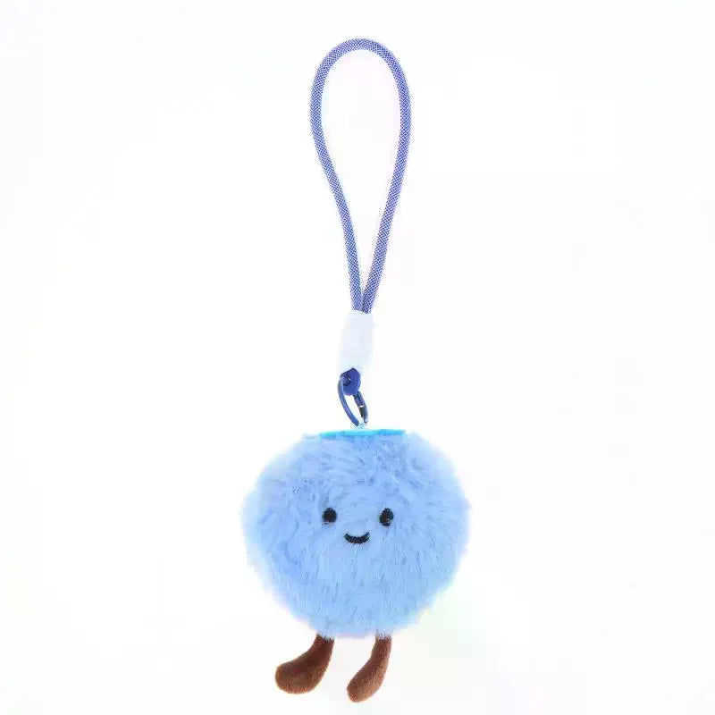 Fluffy Blueberry Plush Keychain – Cute Stuffed Bag Charm Pendant