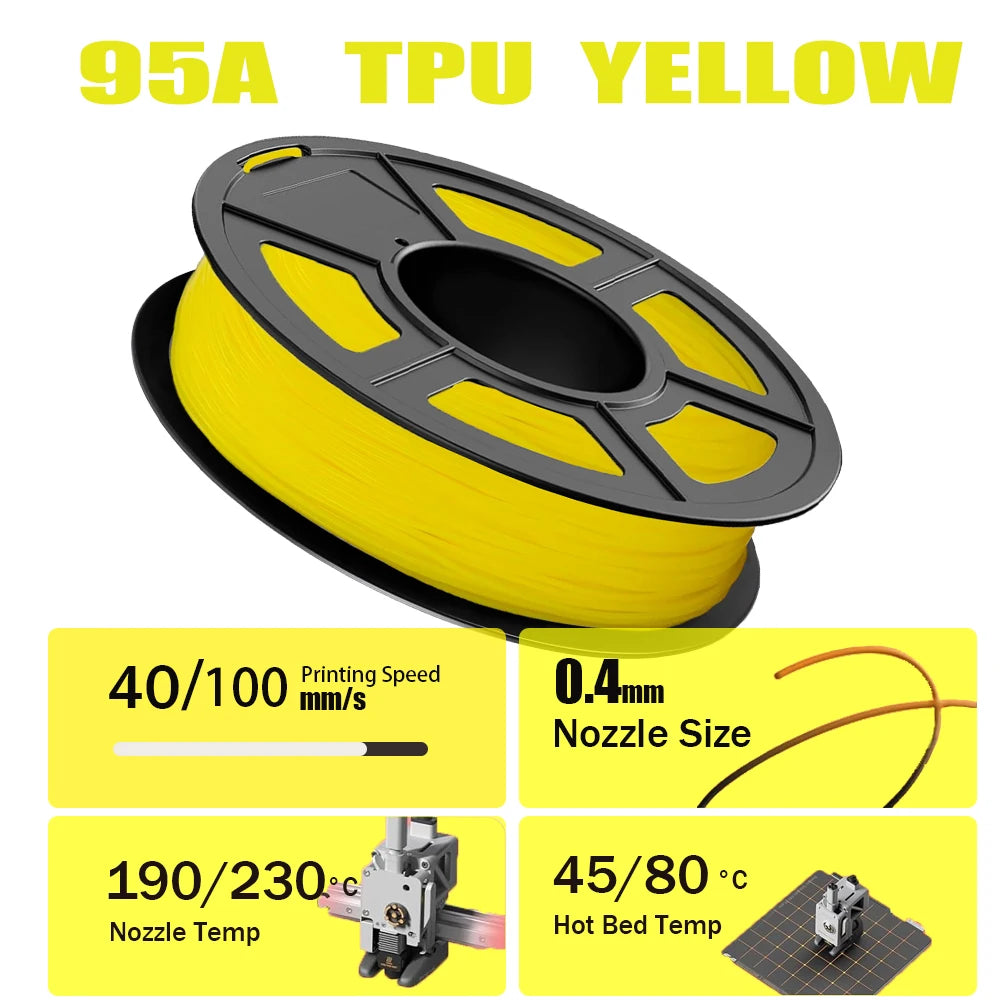 95A Flexible TPU Filament 1.75mm – FDM 3D Printer | DINGSUN 3D