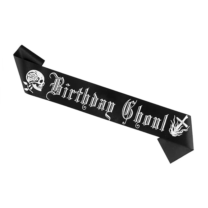 Birthday Ghoul Black Heart Sunglasses & Sash Set | Goth Party