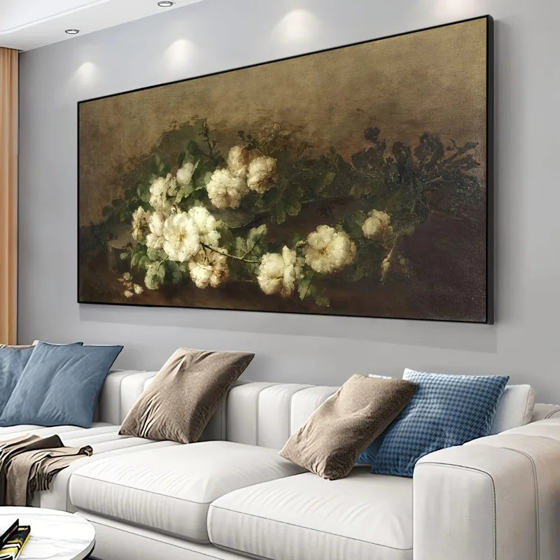 1pc Art Deco Modern Floral Canvas Wall Art Poster, Frameless Fashion Theme, for Living Room, Bedroom, Office, Kitchen, Artwork Peaceful Pleasures Health and Wellness