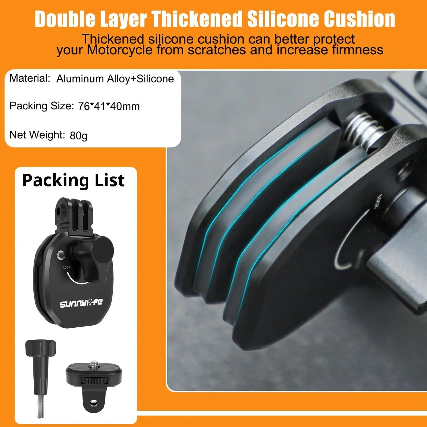Motorcycle Windshield Mount Clamp for GoPro, DJI & Insta360