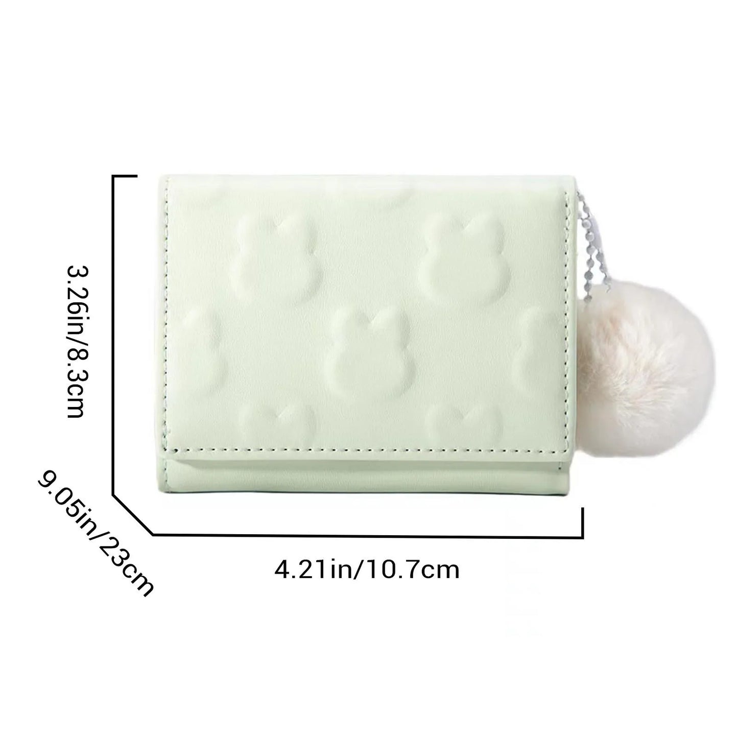Sweet Short Ladies Wallet Rabbit Three-Fold Large Capacity Short Purse Gift for Girls Ladies Women Peaceful Pleasures Health and Wellness