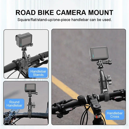 Motorcycle Bicycle Holder 360 Rotating Bicycle Handlebar Stand for Insta 360 X2 X3 X4 Go Pro 12 11 10 Peaceful Pleasures Health and Wellness Default Title