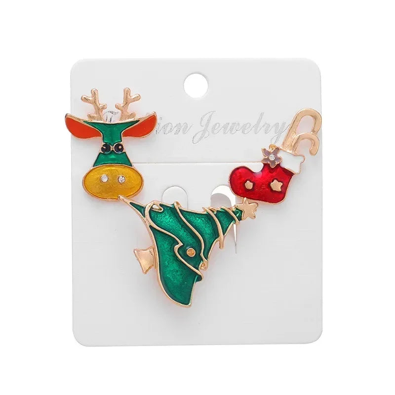 Christmas Brooch Pins – Santa, Elk & Snowflake | 1–20 PCS