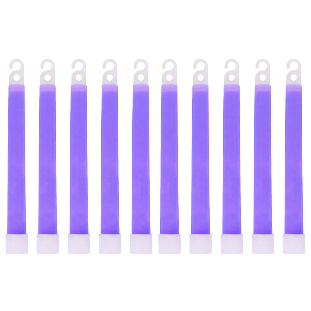 10pcs Outdoor Emergency Glow Sticks Waterproof 6 Inch Concert Party Light Stick with Hook Non-toxic Outdoor Survival Kit Peaceful Pleasures Health and Wellness Purple