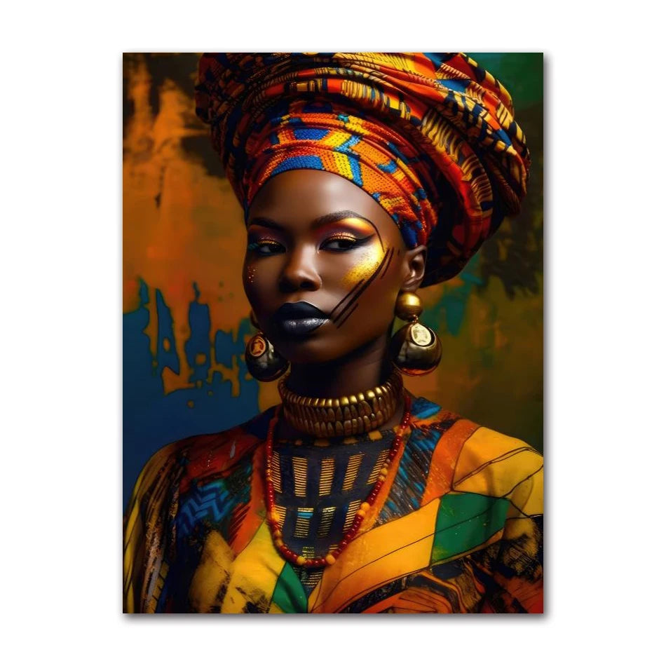 African Beauty Girl Canvas Wall Art | Modern Scandinavian Poster