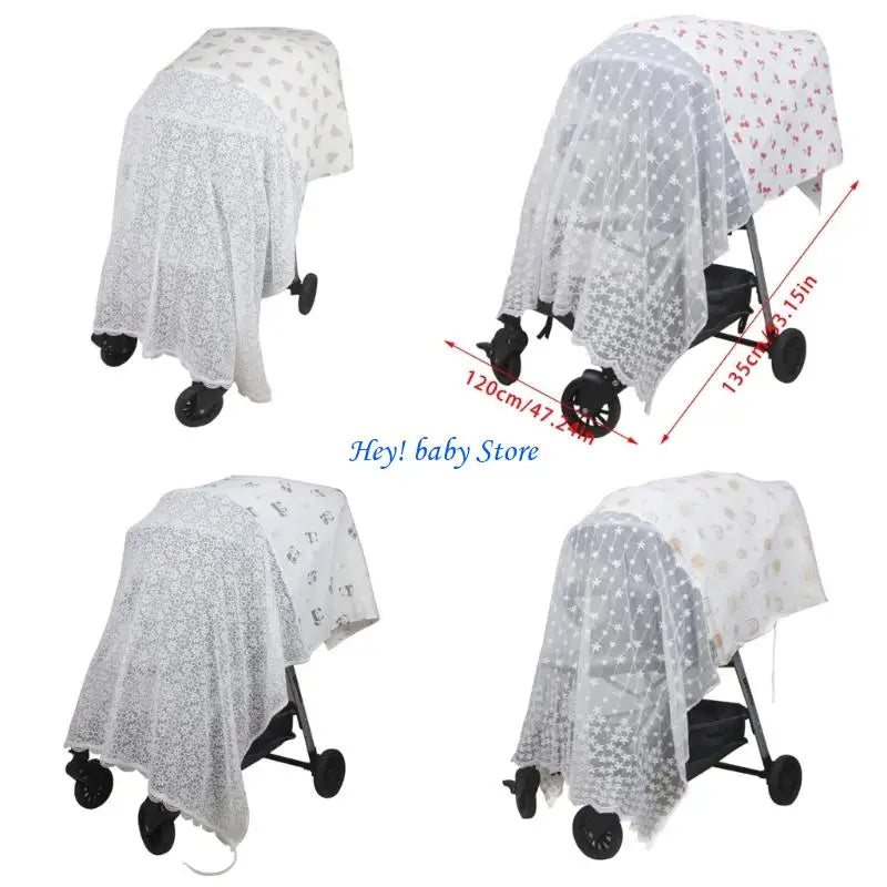 Baby Stroller Canopy Sunshade & Fly Net | Full Coverage 135x120cm