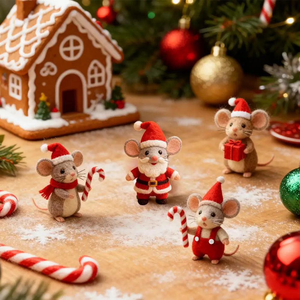 Christmas Wool Felt Mouse Ornaments – Cute Holiday Tree Decor Christmas Tree Ornament Peaceful Pleasures Health and Wellness