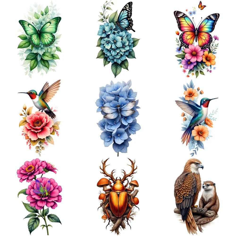 9-Piece Waterproof Temporary Tattoo Stickers – Wolf & Bear