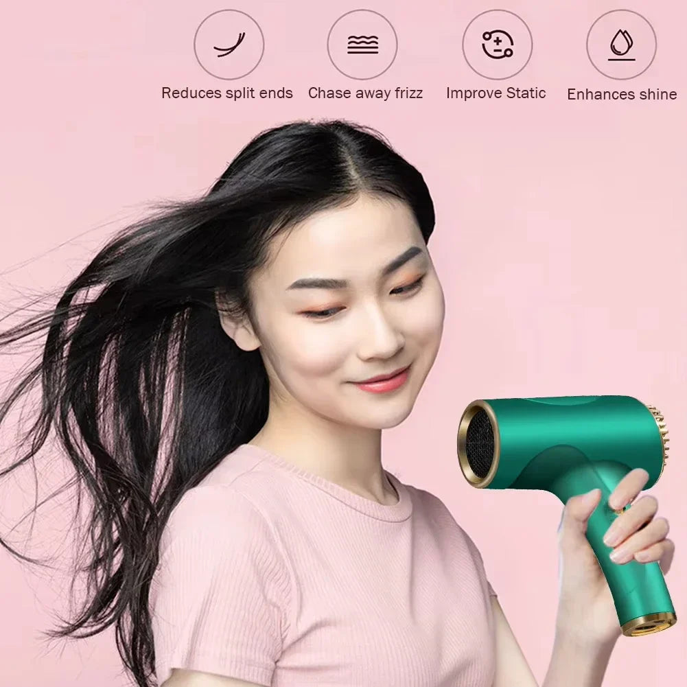 Cordless Ionic Hair Dryer USB Rechargeable 2600mAh Travel Blow Dryer