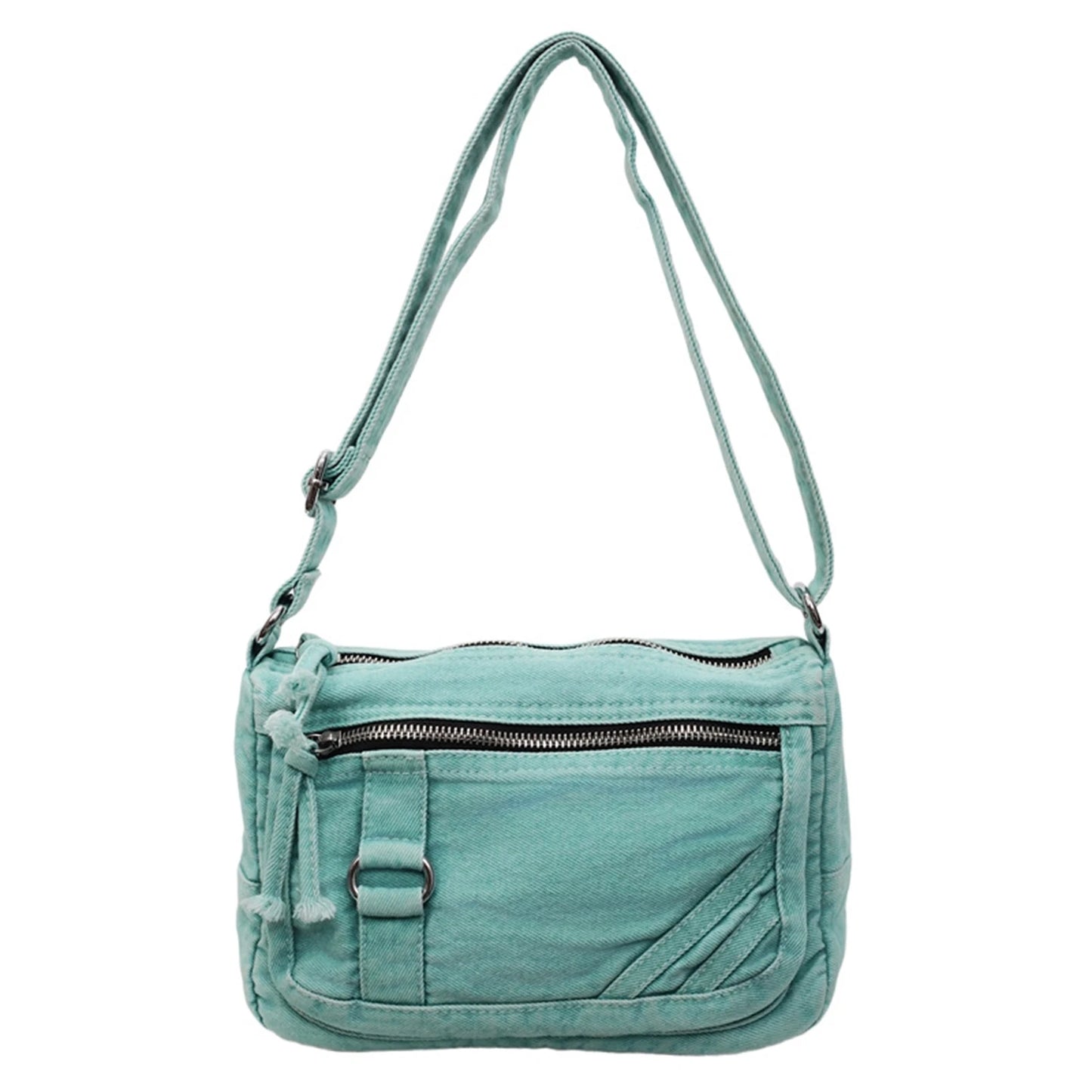 Simple Denim Purse Crossbody Bags Portable Hands-Free Purse Casual Handbags for Daily Shopping Travel Peaceful Pleasures Health and Wellness Green