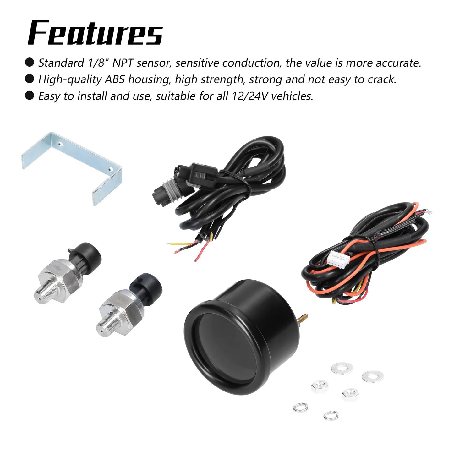 Dual Display LED Air Suspension Gauge 0-220PSI | 2x NPT Sensors