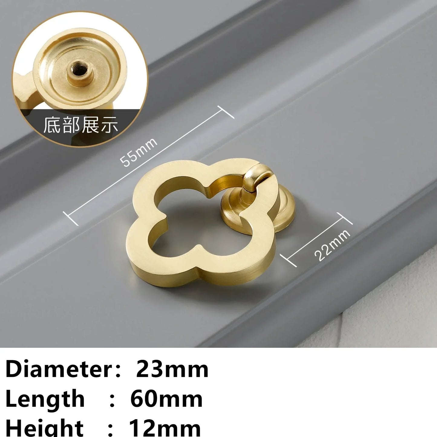 Golden Ring Cabinet Knob – Single Hole Zinc Alloy Drawer Handle