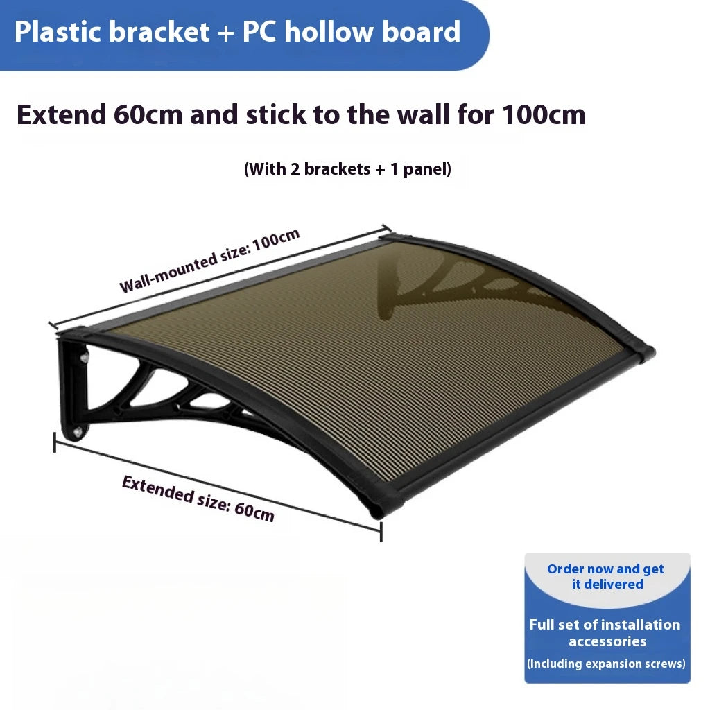 Window Awning Door Canopy 60x60 80x80 60x100 Window Awning Overhead Modern Polycarbonate Cover Outdoor Front Porch Patio Canopy Peaceful Pleasures Health and Wellness Tea color 60 100