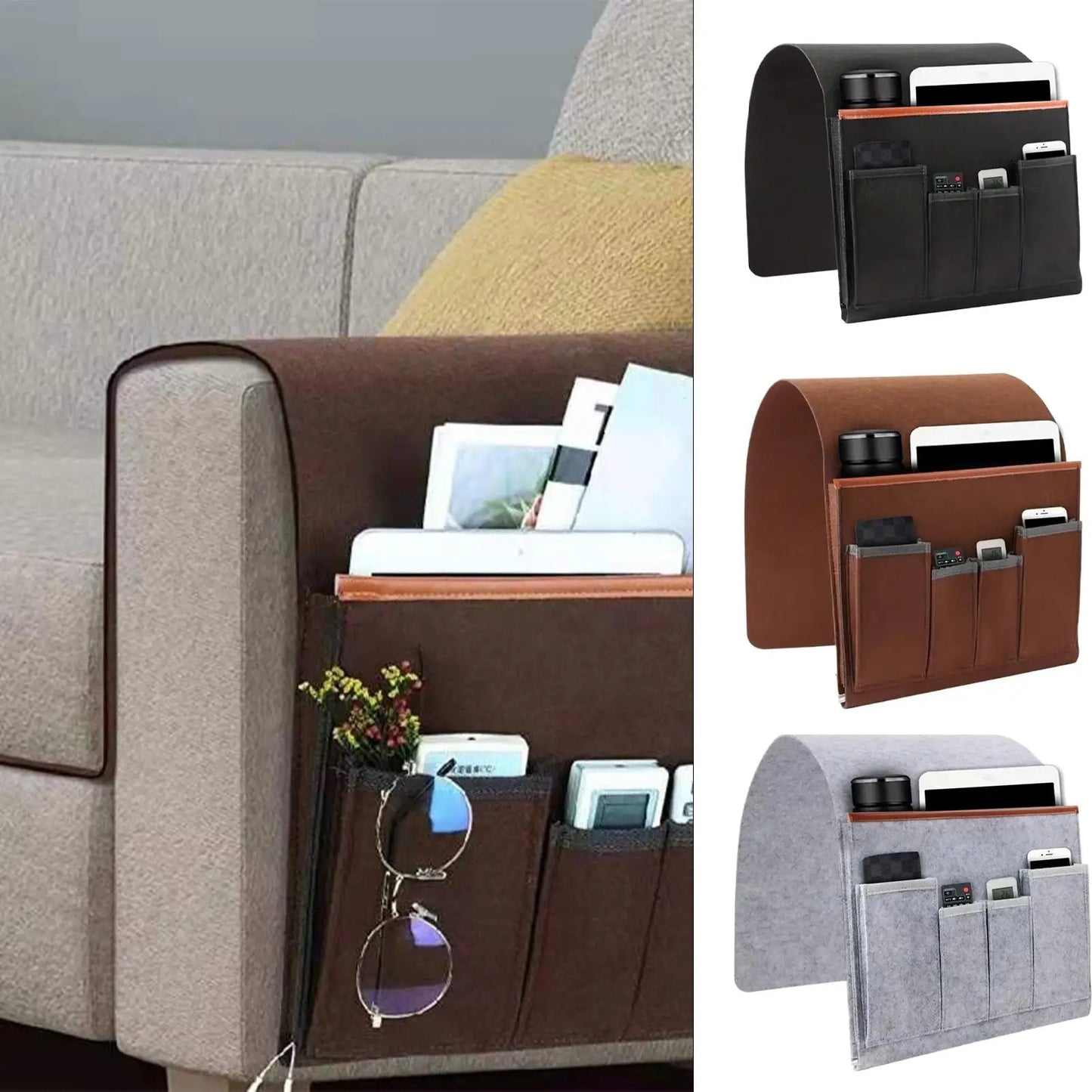 Non-Slip Sofa Armrest Organizer – 5-Pocket Storage Pouch