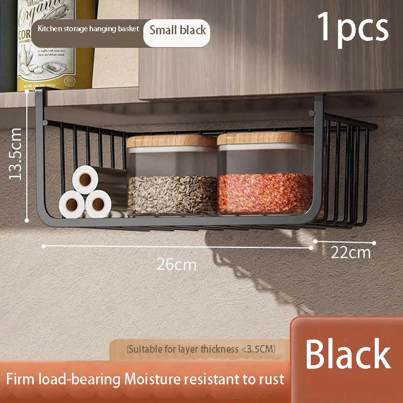 Iron Hanging Cabinet Basket Rack – Kitchen & Home Organizer