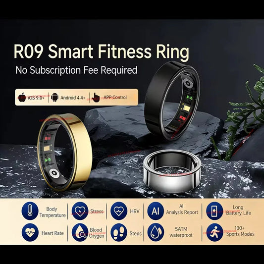 Smart Ring Premium Temperature Remote Control Sports Sleep Health Fitness Fasion Ring for Android iOS Phone for Woman Man Rings Peaceful Pleasures Health and Wellness