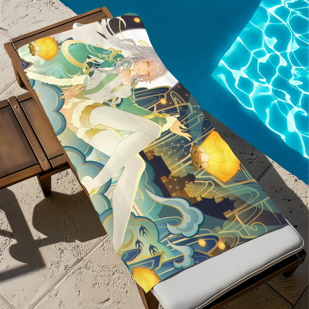 Genshin Impact Zibai Quick-Dry Beach Towel | Multi-Size Quick-Dry Beach Towel Peaceful Pleasures Health and Wellness z7 STJ150x260CM