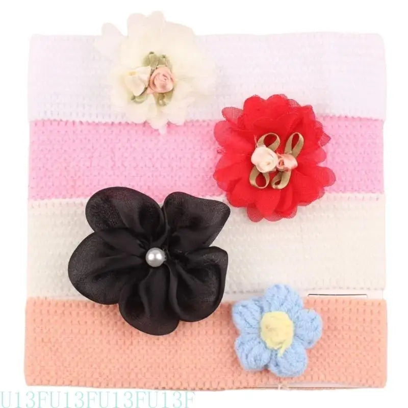 Kids Fabric Flower Headbands 4-Pack | Baby Girls Hair Accessories