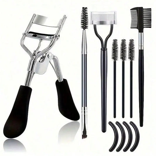 11-in-1 Eyelash Grooming Kit – Curler, Wand & Brow Brush Eyelash Grooming Kit Peaceful Pleasures Health and Wellness black